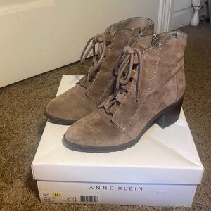 Anne Klein Leather Taupe Akkadey Boot- 6 1/2